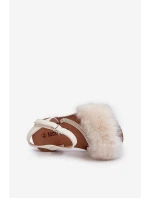 Dětské sandálky na suchý zip s kožíškem Bílé Rosavere