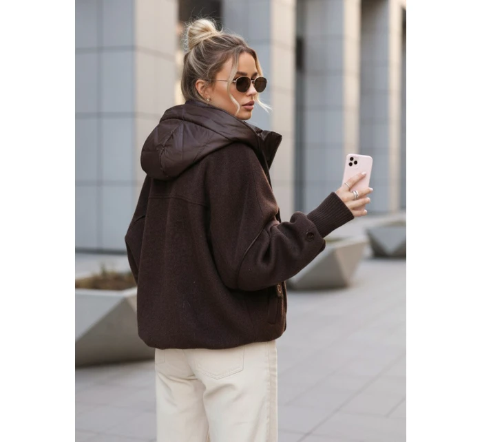 Kurtka damska przejściowa z kapturem brązowa model 22035968 - FashionStreet
