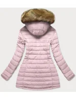 Tmavě modro-růžová oboustranná dámská zimní bunda s kapucí (w213)
