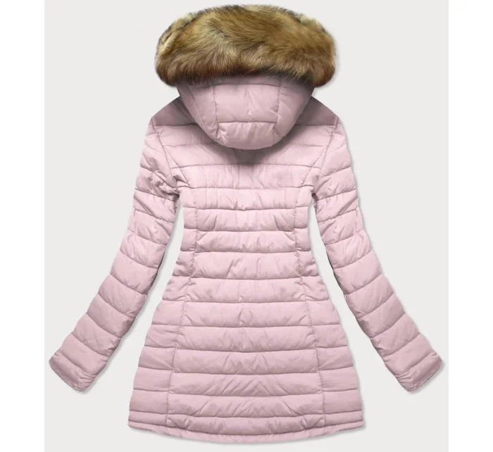 Tmavě modro-růžová oboustranná dámská zimní bunda s kapucí (w213)