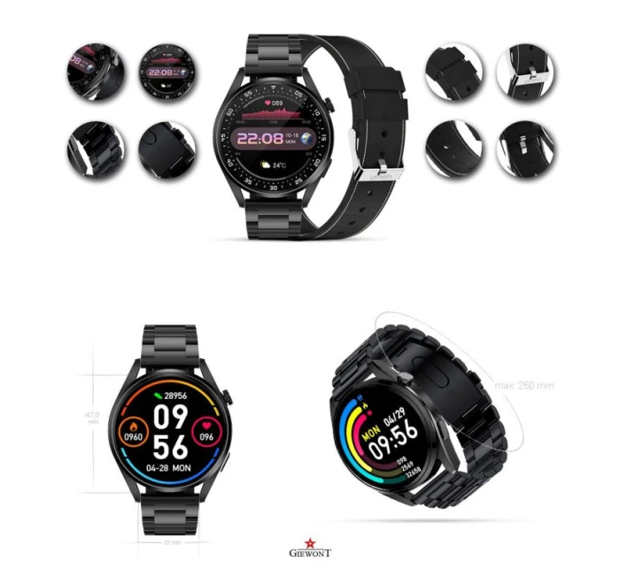 Chytré hodinky GIEWONT Vertex SmartCall GW450-2 Carbon/Carbon Leather Chytré hodinky GIEWONT Vertex SmartCall GW450-2 Carbon/Carbon Leather