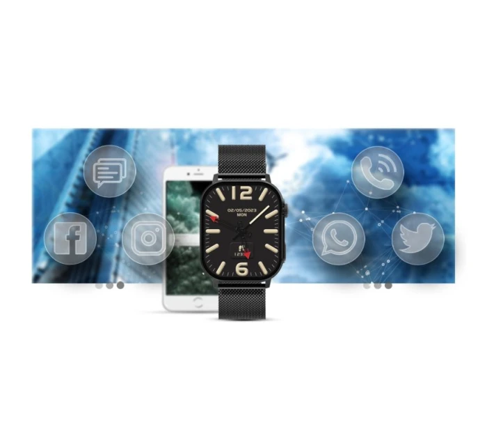 Chytré hodinky Gravity GT15-3 Červený silikonový řemínek + černý náramek