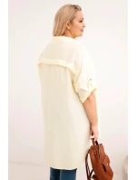 Dámská košile Plus Size z viskózy s delším zadním dílem žlutá