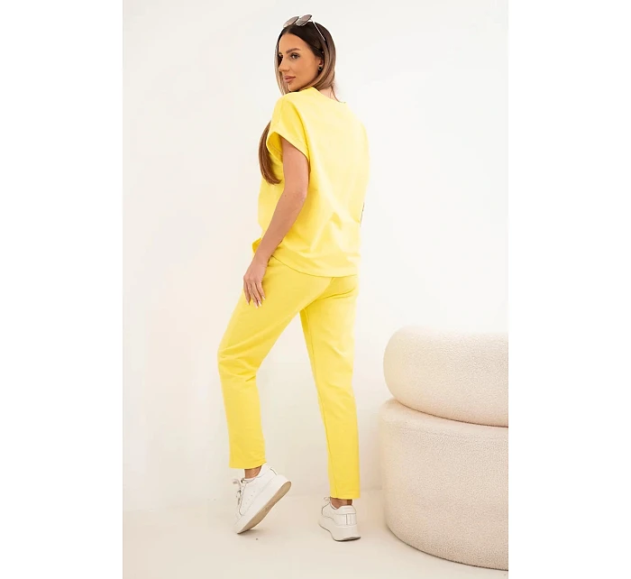 Bavlněný komplet halenka + kalhoty žlutý Bavlněný komplet halenka + kalhoty žlutý