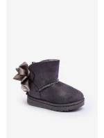 Dětské Teplé Sněhule S mašlí Šedé Snowis Dětské Teplé Sněhule S mašlí Šedé Snowis