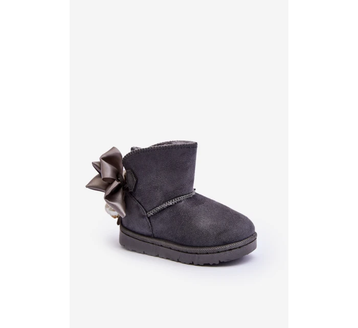 Dětské Teplé Sněhule S mašlí Šedé Snowis Dětské Teplé Sněhule S mašlí Šedé Snowis