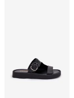 Kožené Dámské Sandały Na Platformě Černé Zazoo 3024