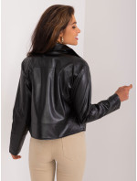 Černá krátká motorkářská bunda s kapsami