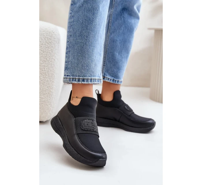 Sportovní boty na platformě kožené černé Artiker Sportovní boty na platformě kožené černé Artiker