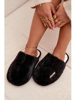 Dámské huňaté pantofle – černé Belinna