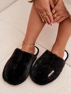 Dámské huňaté pantofle – černé Belinna
