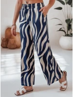 Dámské pruhované kalhoty se širokými nohavicemi ZEBRAVIBE námořnická modř a béžová FashionStreet UY2654 Dámské pruhované kalhoty se širokými nohavicemi ZEBRAVIBE námořnická modř a béžová FashionStreet UY2654