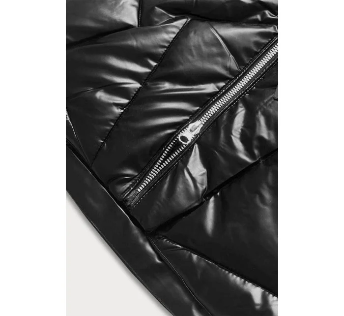 Černo-hnědá dámská zimní bunda s kapucí (5m775-392) Černo-hnědá dámská zimní bunda s kapucí (5m775-392)