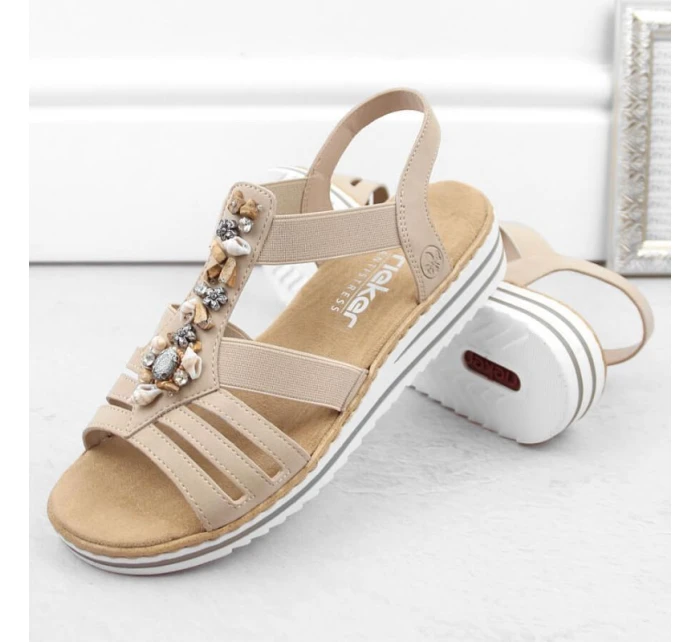 Pohodlné sandály Rieker W RKR680 beige Pohodlné sandály Rieker W RKR680 beige