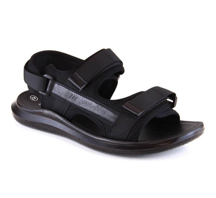 Pánské sportovní sandály M 23MN02-5801 na suchý zip černé - Novinky