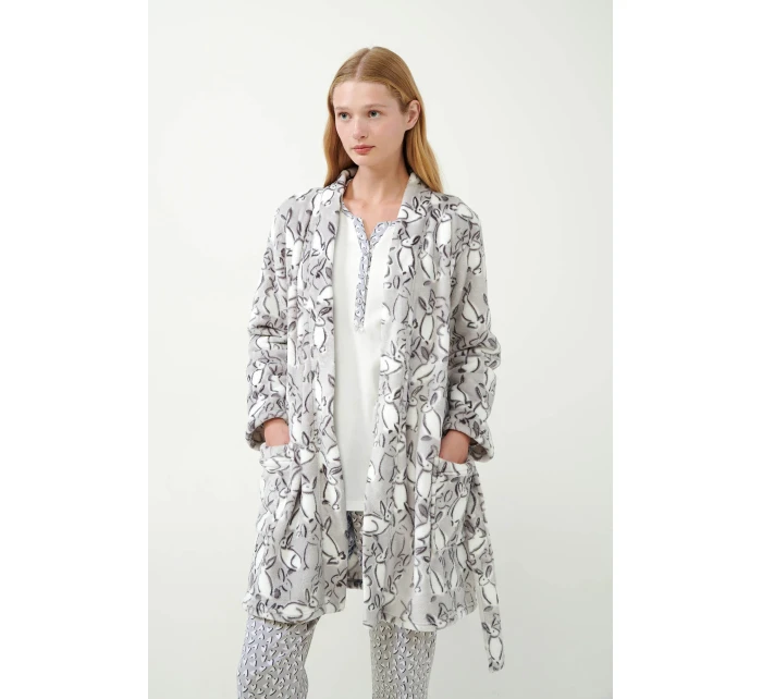 Šedý župan s potiskem model 20516642 - Vamp Šedý župan s potiskem model 20516642 - Vamp