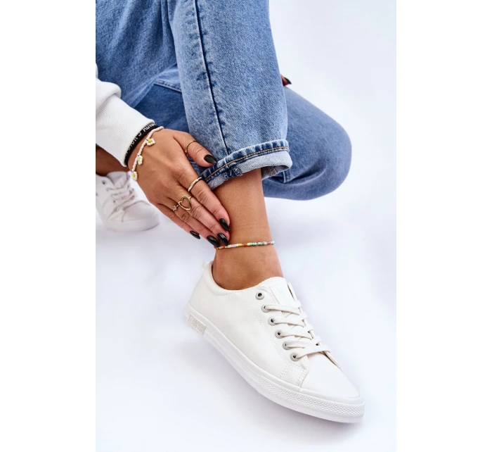 Dámské hladké nízké tenisky Big Star LL274058 Bílé Dámské hladké nízké tenisky Big Star LL274058 Bílé