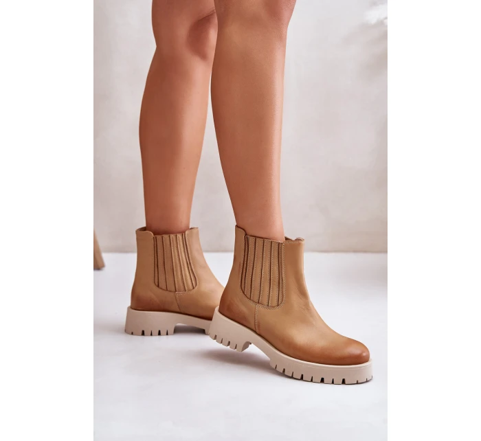 Dámské Botky Na Plochém Podpatku Kožené Lewski 3611 Hnědé