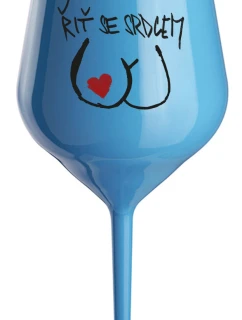 ŘIŤ SE SRDCEM - modrá nerozbitná sklenice na víno 470 ml