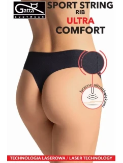 Dámské tanga SPORT STRING RIB ULTRA COMFORT Černá - Gatta
