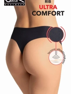 Dámské tanga SPORT STRING RIB ULTRA COMFORT Černá - Gatta