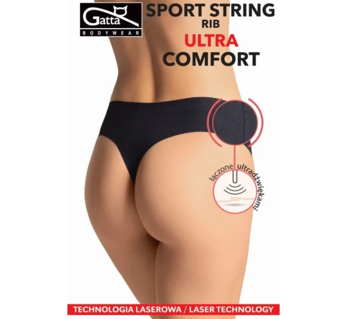 Dámské tanga SPORT STRING RIB ULTRA COMFORT Černá - Gatta