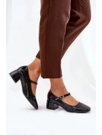 Dámské lodičky na sloupek podpatku 77-554 Černá - C.M Paris