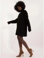 Černé látkové šaty s rolákem (0547)