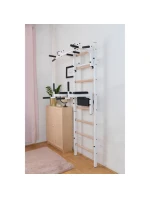 DŘEVĚNÝ KOVOVÝ GYMNASTICKÝ ŽEBŘÍK S HRAZDOU A PŘÍSLUŠENSTVÍM BENCHK 232W