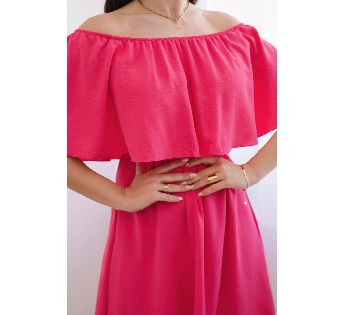 Španělské šaty s pasem růžový