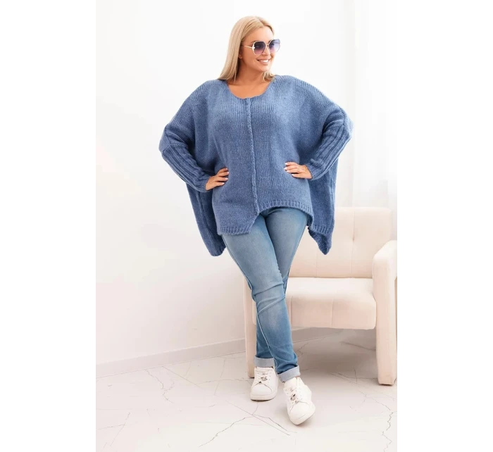 Dámský svetr Plus Size s volného střihu a rukávem 3/4 model 21259034 - K-Fashion Dámský svetr Plus Size s volného střihu a rukávem 3/4 model 21259034 - K-Fashion