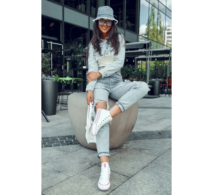 Dámské vysoké textilní tenisky na platformě Big Star model 21608464 Bílá - Big Star Shoes Dámské vysoké textilní tenisky na platformě Big Star model 21608464 Bílá - Big Star Shoes