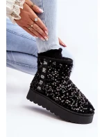 Dámské sněžné boty s platformou zdobenou třpytky černé Silmo Dámské sněžné boty s platformou zdobenou třpytky černé Silmo