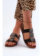 Dámské Černé Sandály S Ozdobami Sergio Leone SK072H Dámské Černé Sandály S Ozdobami Sergio Leone SK072H