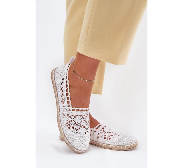 Dámské krajkové espadrilky bílé model 21701553 - Boto Dámské krajkové espadrilky bílé model 21701553 - Boto