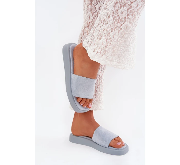 Dámské Sandály Na Platformě Z Eko Semiše Světle Modré Jorina