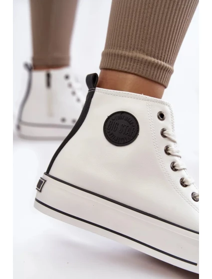 Dámské vysoké zateplené tenisky Big Star KK274170 Bíle Dámské vysoké zateplené tenisky Big Star KK274170 Bíle