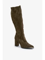 Eko Semišové Kozačky Na Podpatku Tmavě Zelené model 20865230 - Kesi Eko Semišové Kozačky Na Podpatku Tmavě Zelené model 20865230 - Kesi