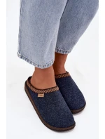 Dámské pantofle s výšivkou Inblu – tmavě modré