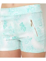 Dámské bavlněné elastické šortky BLACK&FISH zdobené zipy korálová/mint/béžová - BLACK&FISH