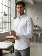 Pánská neformální košile SLIM FIT se stojáčkem bílá FashionStreet DX2608