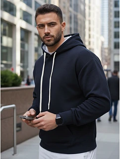 Pánská klokaní mikina s kapucí tmavě modrá FashionStreet BX5949