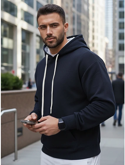 Pánská klokaní mikina s kapucí tmavě modrá FashionStreet BX5949