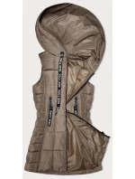 Tmavě béžová dámská vesta s kapucí model 21339612 - S'WEST Tmavě béžová dámská vesta s kapucí model 21339612 - S'WEST