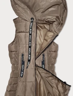 Tmavě béžová dámská vesta s kapucí S'West (B8226-12)