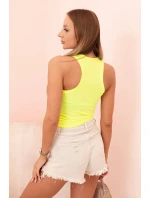 Dámská tílko z bavlny s kulatým výstřihem neonově žlutý