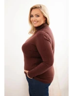 Dámský svetr Plus Size z viskózy model 21321810 střihu hnědý - K-Fashion