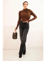 Dámské pruhované šaty s rolákem a ozdobnými knoflíky bordová