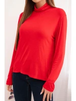 Dámská viskózová blůza s rolákem a dlouhým rukávem červená