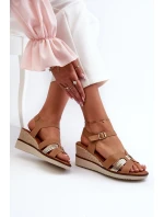 Dámské sandály na klínku s proutěním hnědé Starlenna Dámské sandály na klínku s proutěním hnědé Starlenna